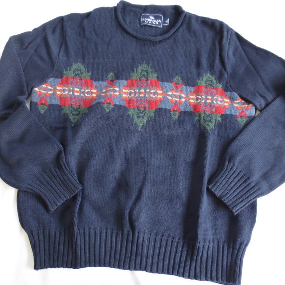 American Living Other - 4/$14 Mens Navy Blue American Living Rolled Collar Sweater Size Large